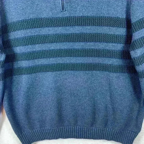 Tahari Men’s Sweater Sz XXL Navy 100% Cotton Long Sleeve Mock Neck Front 1/4 Zip - Picture 6 of 11